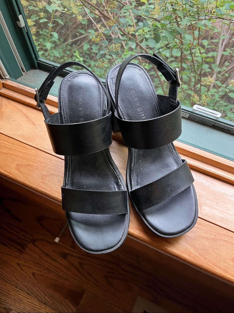 Madden Girl Black Dual-Strap Block Heel Sandals